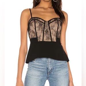 BCBGMaxAzria Black and Nude Lace Crop Top